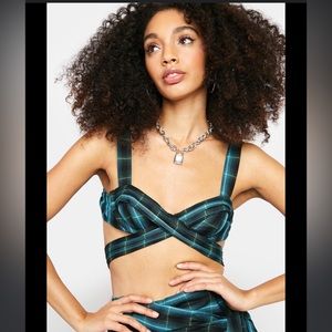 For Love and Lemons Wrap around Green Avery Bra Top